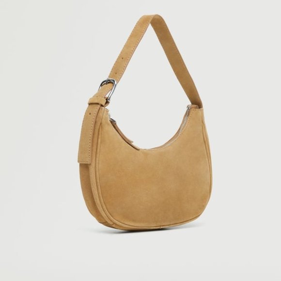 mango leather baguette bag